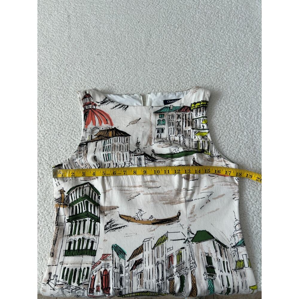 Chadwicks of Boston Women's Shift Dress Sz 10 Ivory Lined Scenic Italy Art Print - Picture 6 of 10